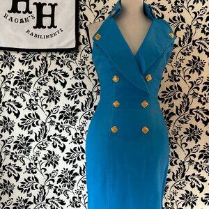 Turquoise Embellished Leather Halter Dress size 5/6